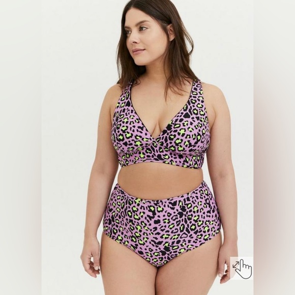torrid Other - Torrid Purple Leopard & Black Reversible Wireless Triangle Swim Top